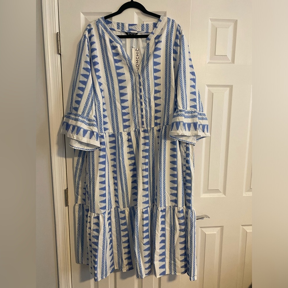 Blue and white dress